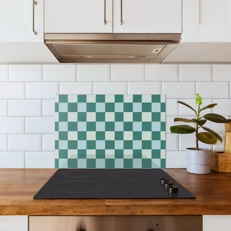 Spatscherm keuken - Schaak - Klassiek - Groen — 3