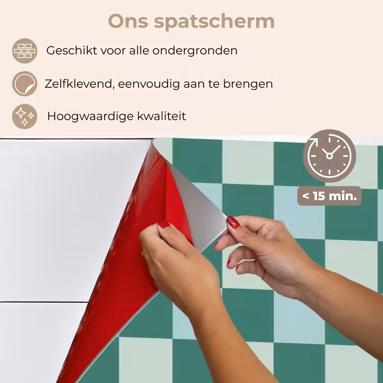 Spatscherm keuken - Schaak - Klassiek - Groen — 4