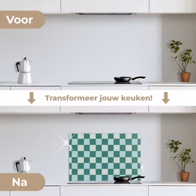 Spatscherm keuken - Schaak - Klassiek - Groen — 7