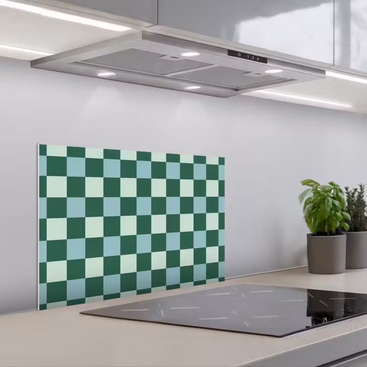 Spatscherm keuken - Schaakbord - Klassiek - Groen — 1
