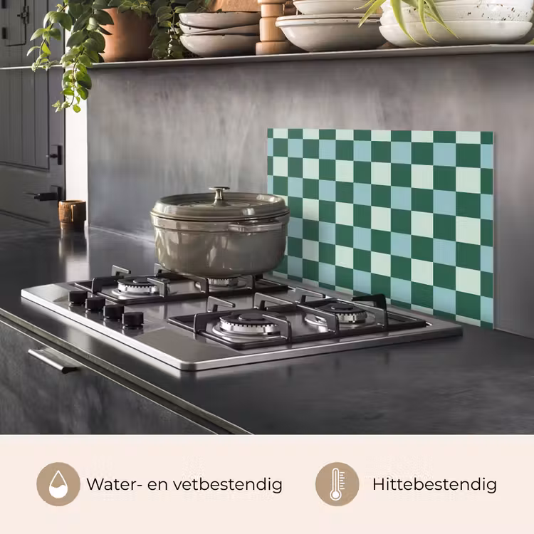 Spatscherm keuken - Schaakbord - Klassiek - Groen — 2