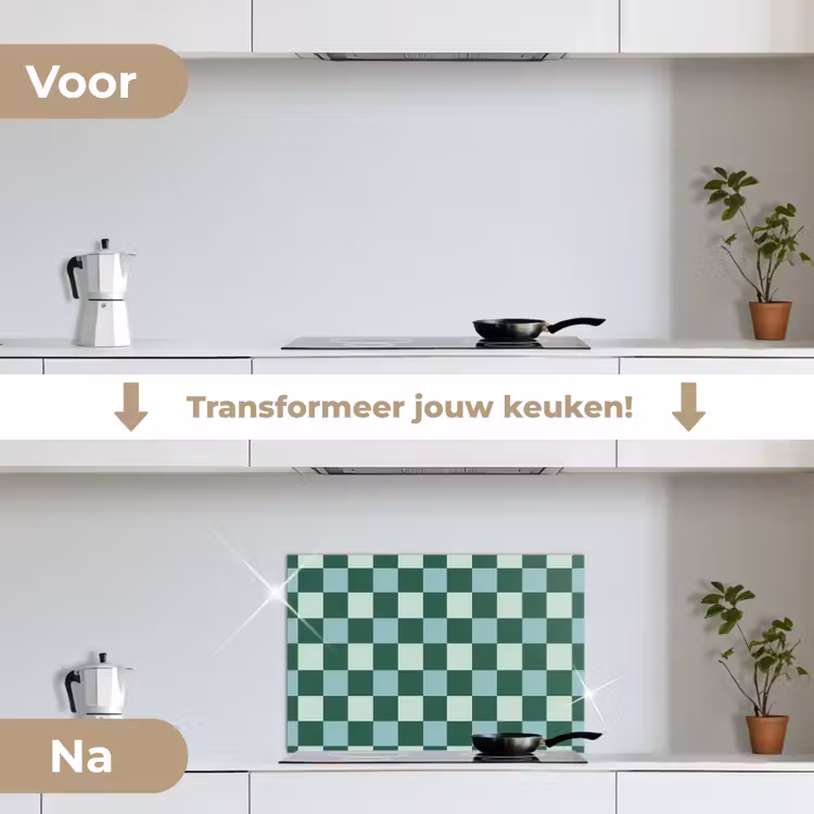 Spatscherm keuken - Schaakbord - Klassiek - Groen — 7