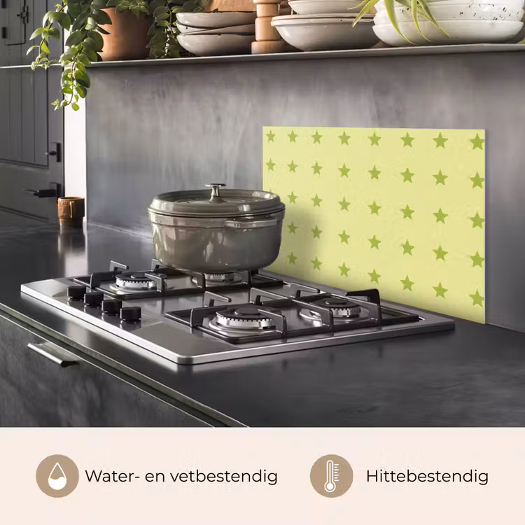 Spatscherm keuken - Sterren - Patroon - Groen — 2