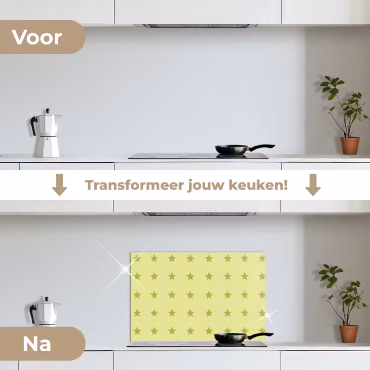 Spatscherm keuken - Sterren - Patroon - Groen — 7