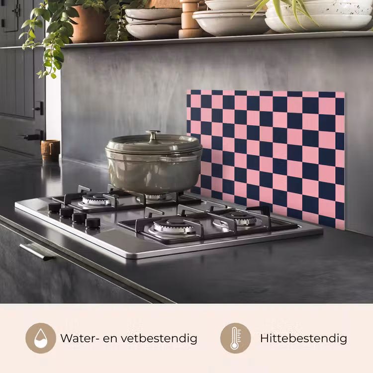 Spatscherm keuken - Traditioneel - Patroon - Blauw - Roze — 2