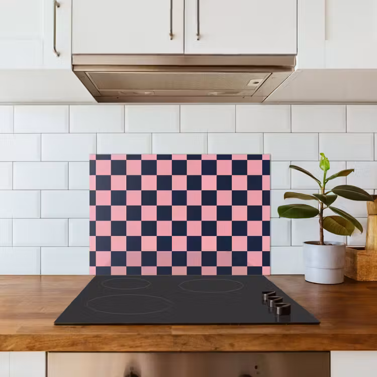 Spatscherm keuken - Traditioneel - Patroon - Blauw - Roze — 3