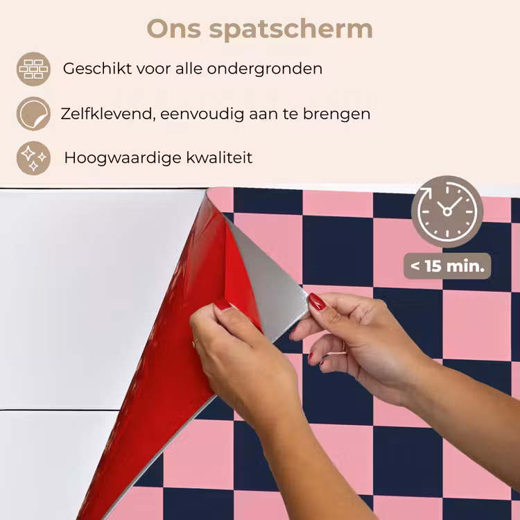 Spatscherm keuken - Traditioneel - Patroon - Blauw - Roze — 4
