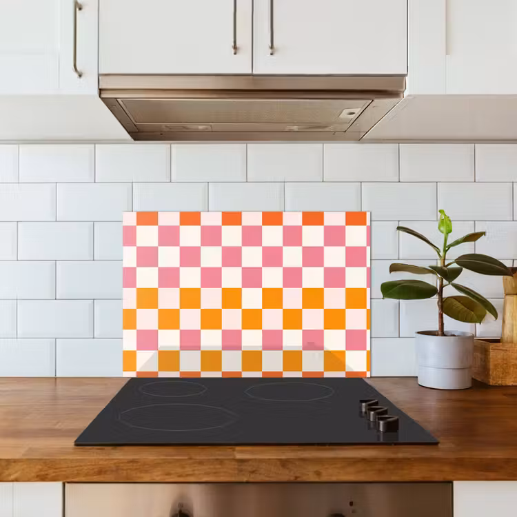 Spatscherm keuken - Vierkant - Patroon - Oranje — 3