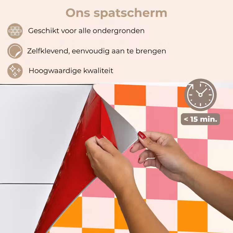 Spatscherm keuken - Vierkant - Patroon - Oranje — 4