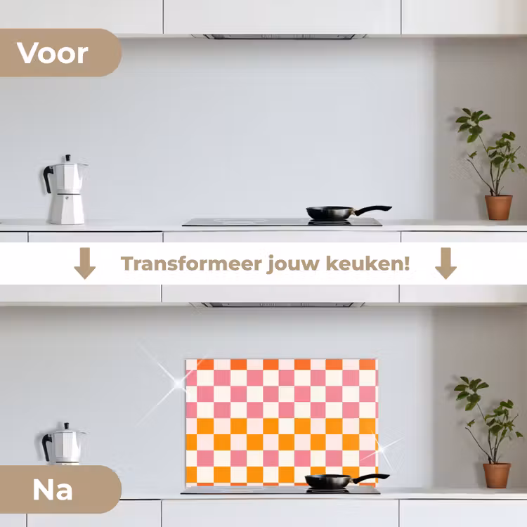 Spatscherm keuken - Vierkant - Patroon - Oranje — 7
