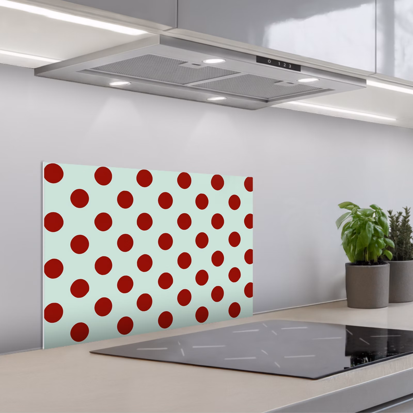 Spatscherm keuken - Polka - Dots - Rood — 1