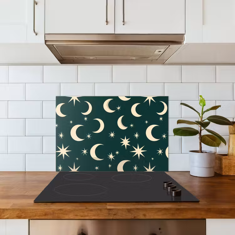 Spatscherm keuken - Manen - Sterren - Groen — 3