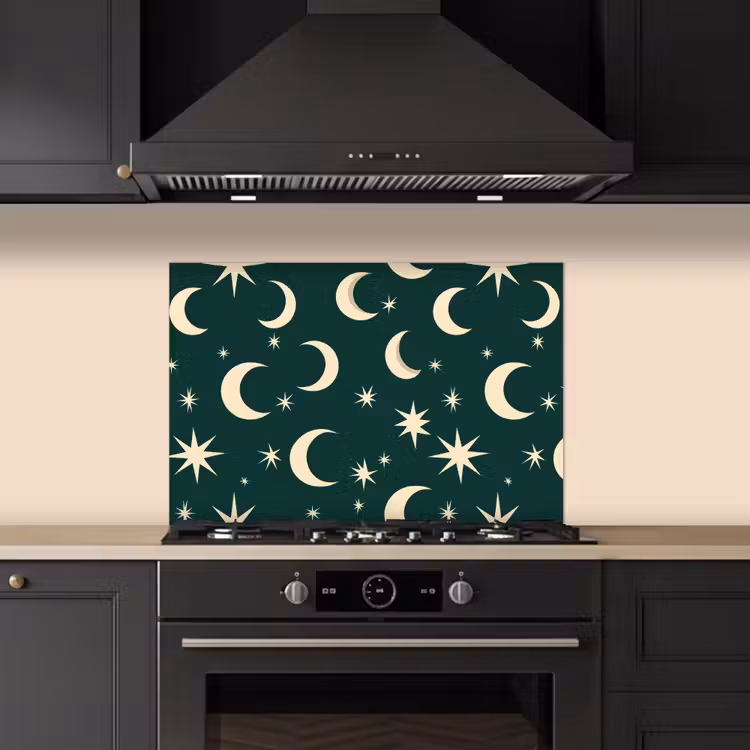 Spatscherm keuken - Manen - Sterren - Groen — 5