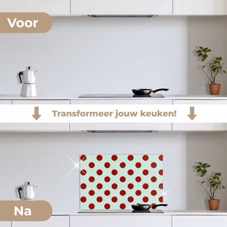 Spatscherm keuken - Polka - Dots - Rood — 7