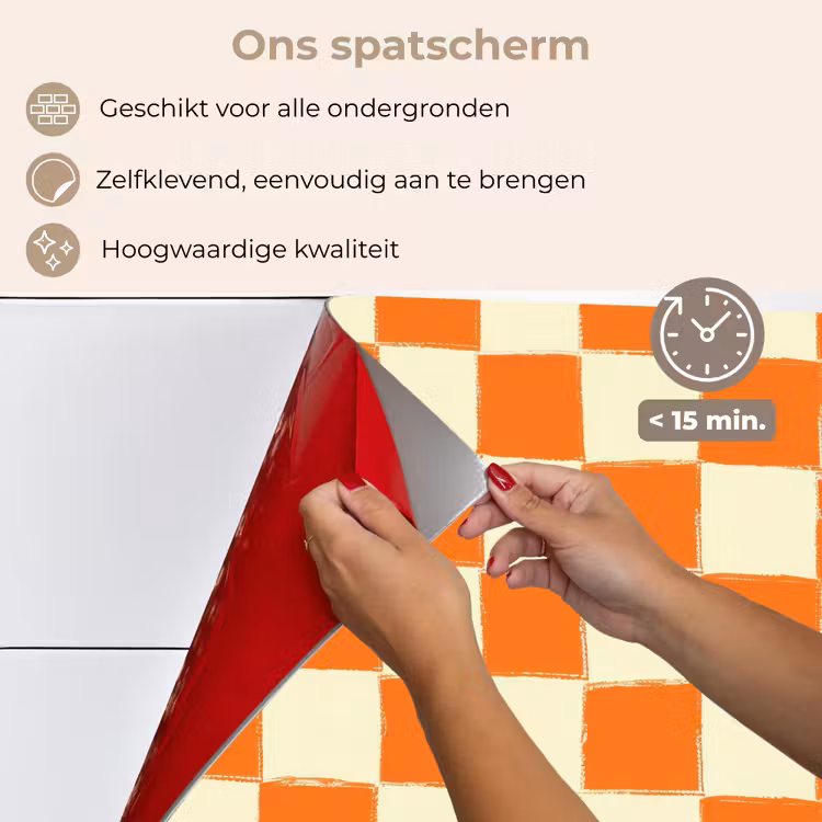 Spatscherm keuken - Schaak - Patroon - Oranje — 4
