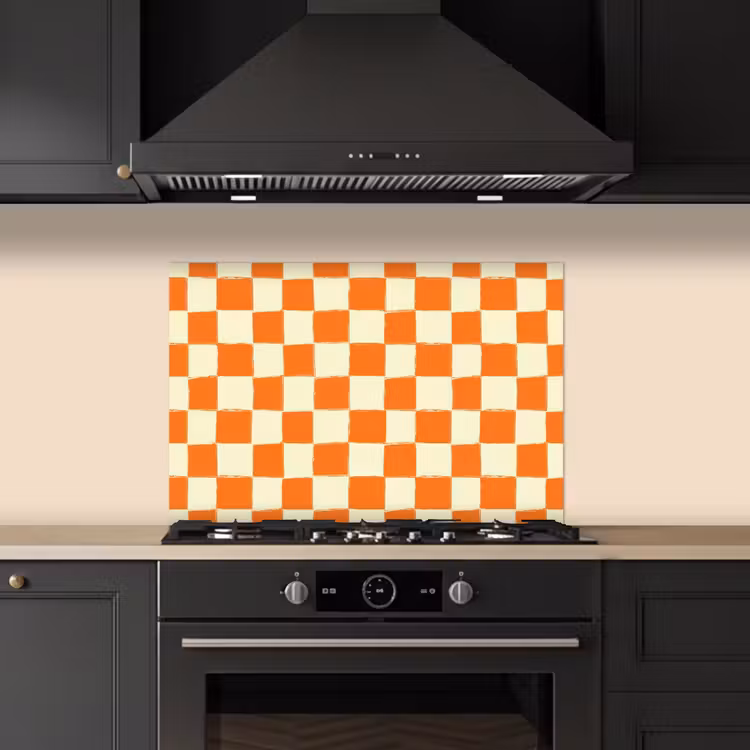 Spatscherm keuken - Schaak - Patroon - Oranje — 5