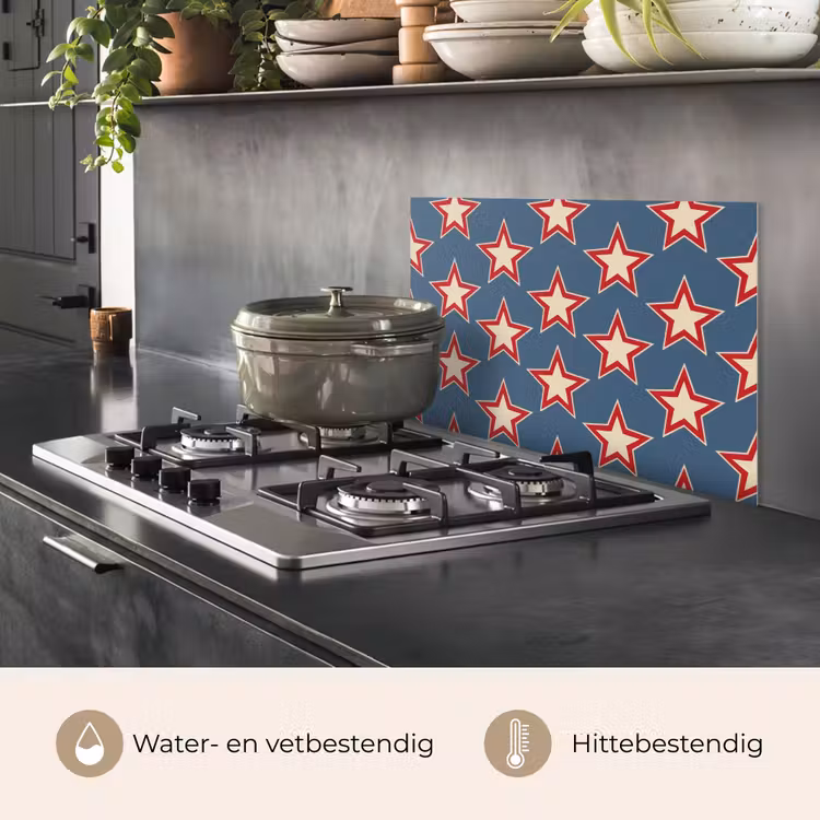 Spatscherm keuken - Ster - Klassiek - Blauw — 2