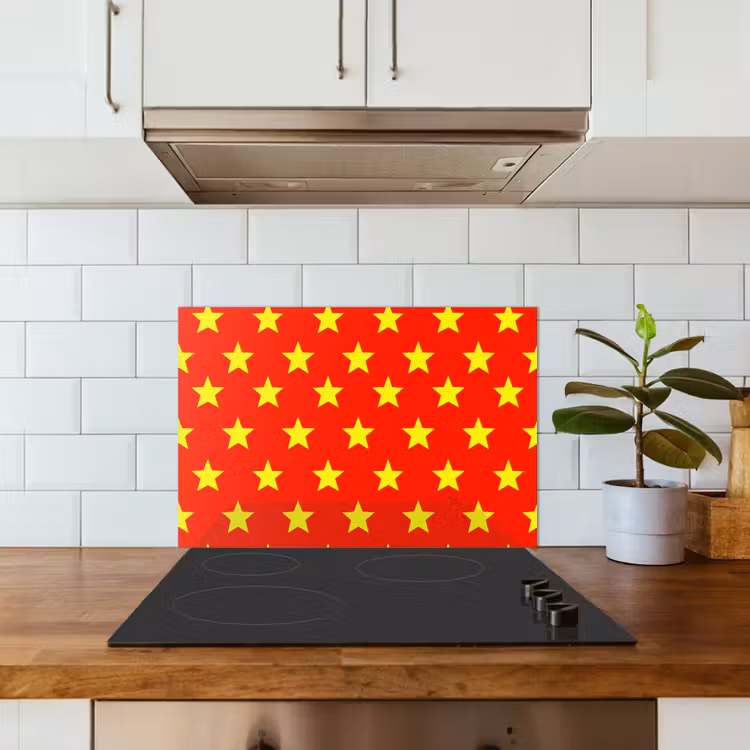 Spatscherm keuken - Ster - Patroon - Geel — 3