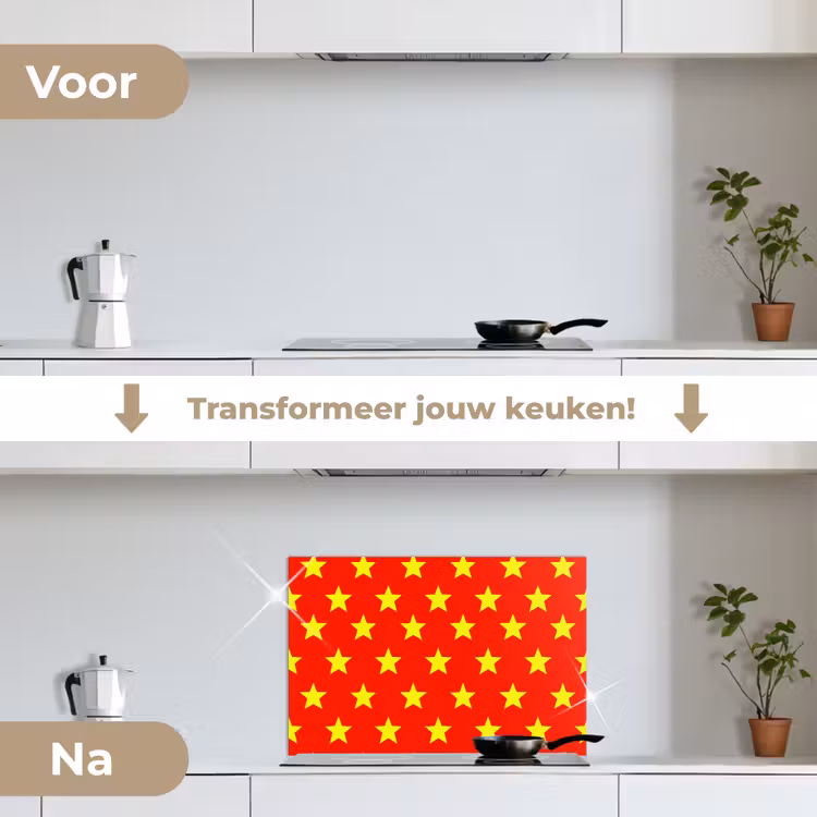 Spatscherm keuken - Ster - Patroon - Geel — 7