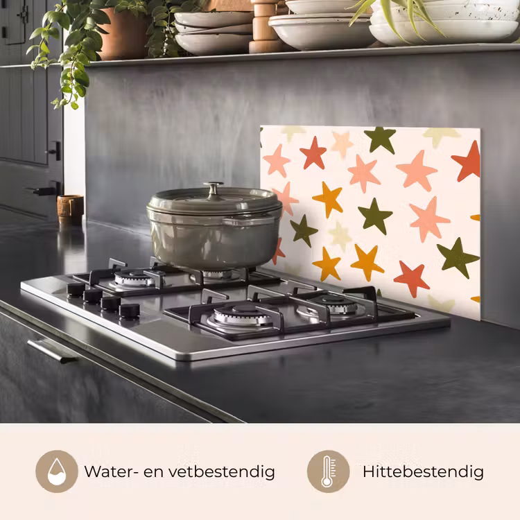 Spatscherm keuken - Sterren - Patroon - Kleurrijk — 2