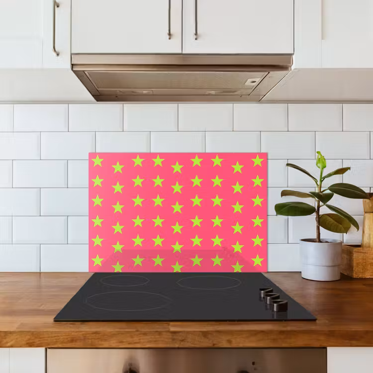 Spatscherm keuken - Sterren - Patroon - Roze — 3