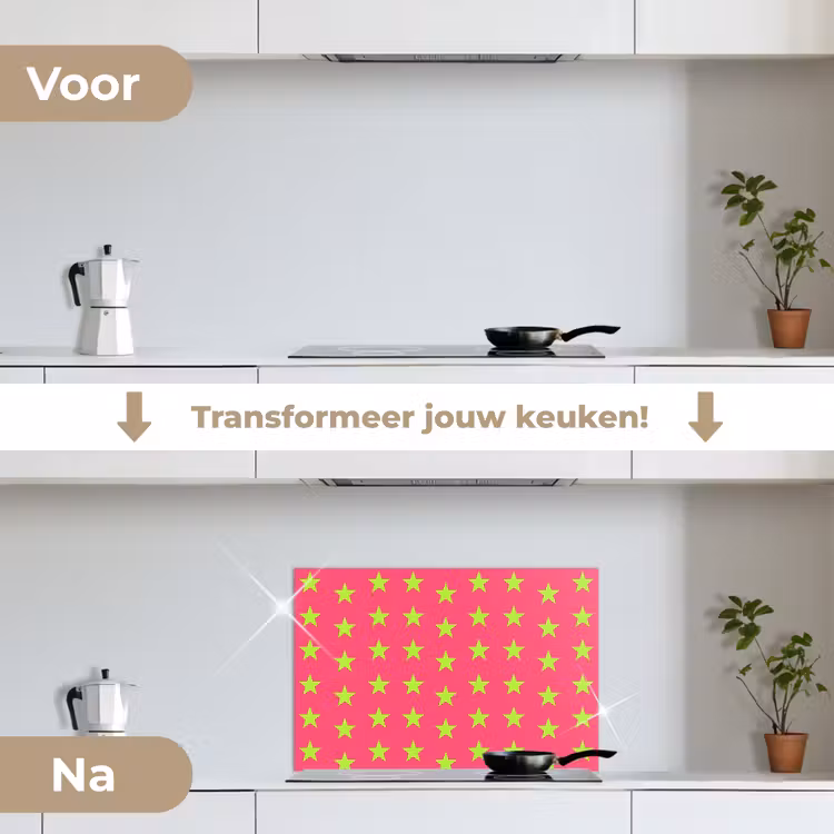 Spatscherm keuken - Sterren - Patroon - Roze — 7