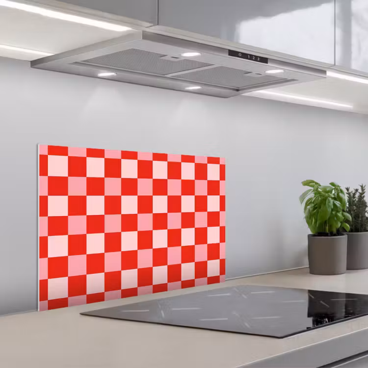 Spatscherm keuken - Vierkant - Klassiek - Rood — 1