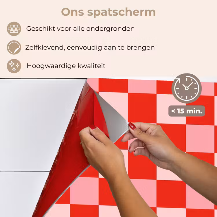 Spatscherm keuken - Vierkant - Klassiek - Rood — 4