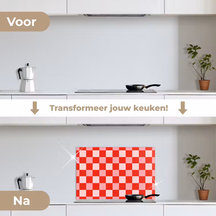 Spatscherm keuken - Vierkant - Klassiek - Rood — 7