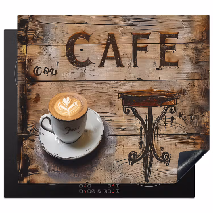 Inductie beschermer - Cafe - Hout - Koffie - Planken — 1