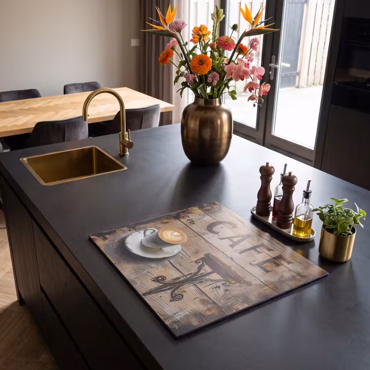 Inductie beschermer - Cafe - Hout - Koffie - Planken — 2