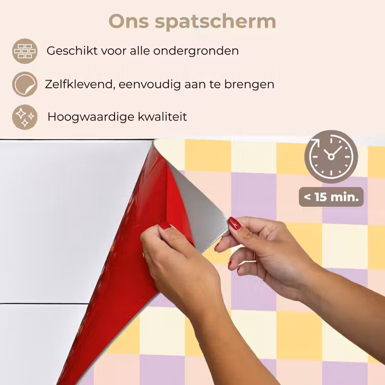 Spatscherm keuken - Blokjes - Lila - Geel — 4