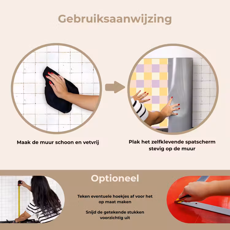 Spatscherm keuken - Blokjes - Lila - Geel — 6