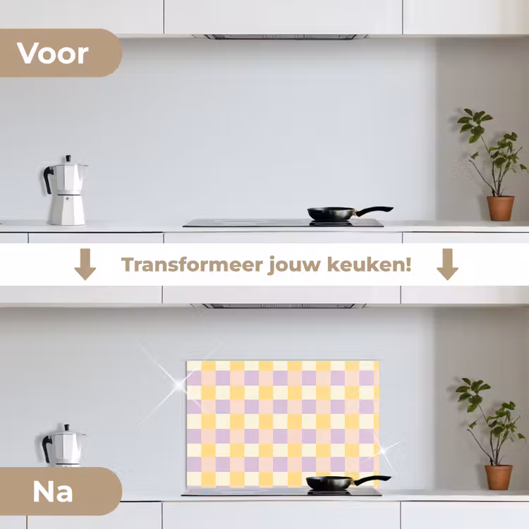 Spatscherm keuken - Blokjes - Lila - Geel — 7