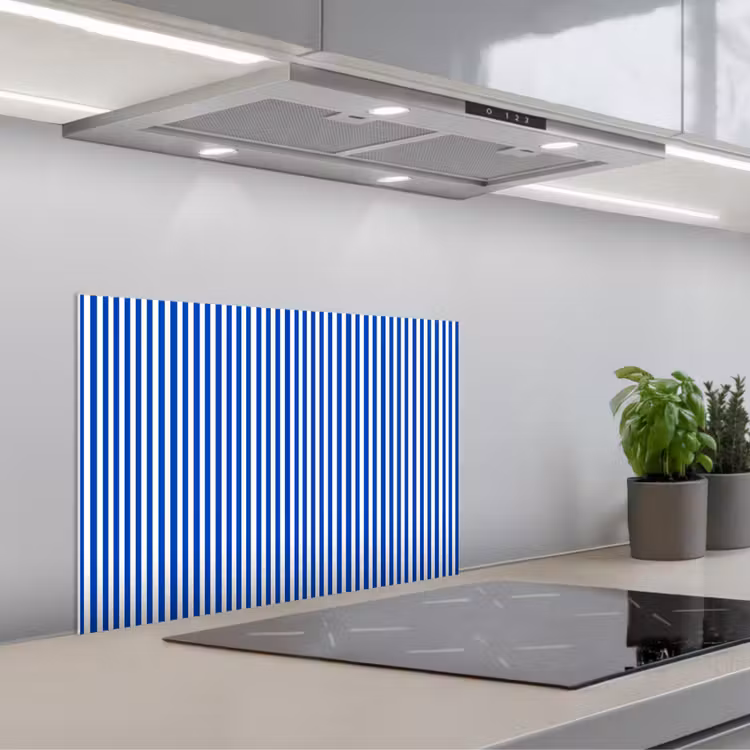 Spatscherm keuken - Klassiek - Strepen - Blauw — 1