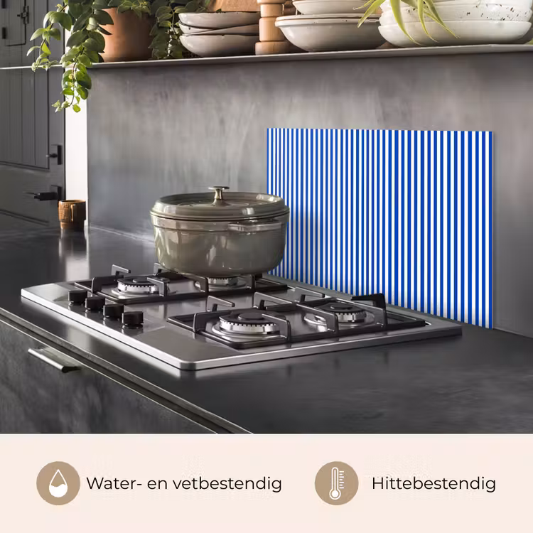 Spatscherm keuken - Klassiek - Strepen - Blauw — 2