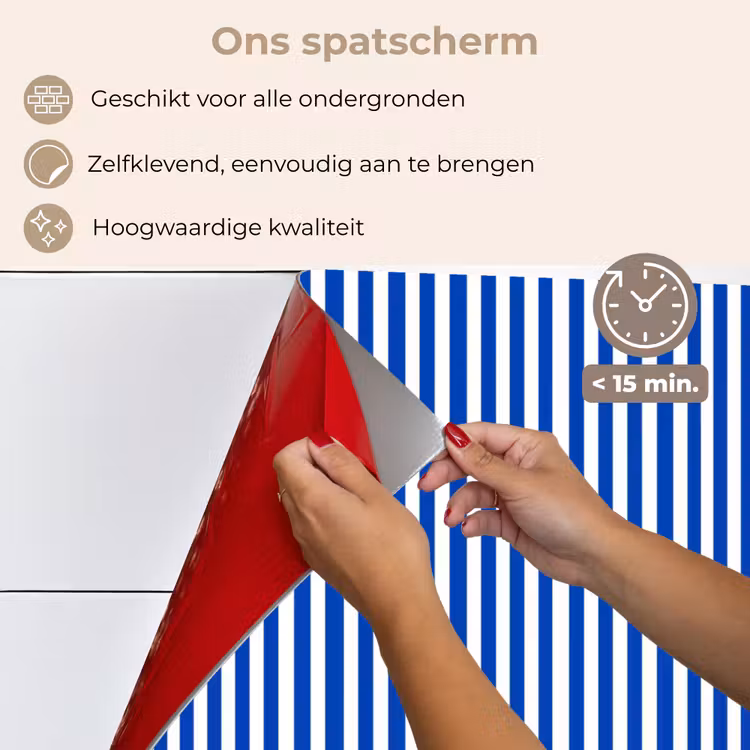 Spatscherm keuken - Klassiek - Strepen - Blauw — 4