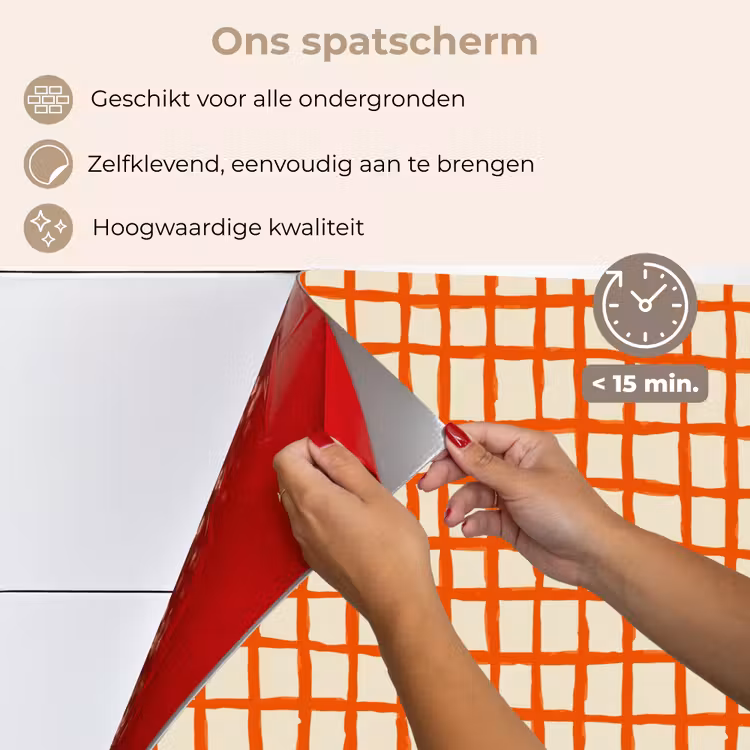Spatscherm keuken - Patroon - Lijnen - Oranje — 4
