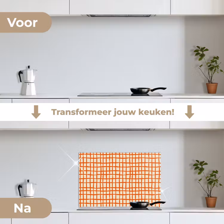 Spatscherm keuken - Patroon - Lijnen - Oranje — 7