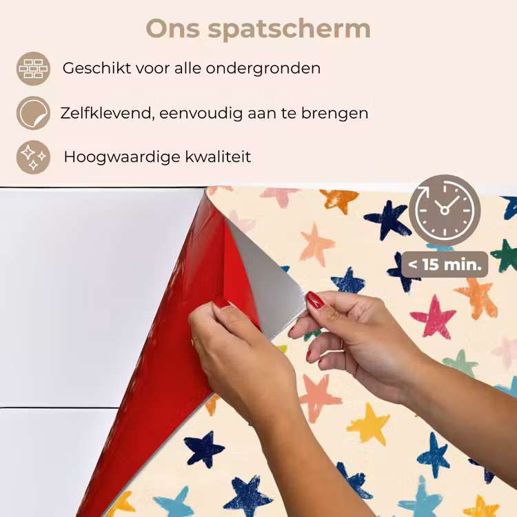 Spatscherm keuken - Patroon - Sterren - Kleurrijk — 4