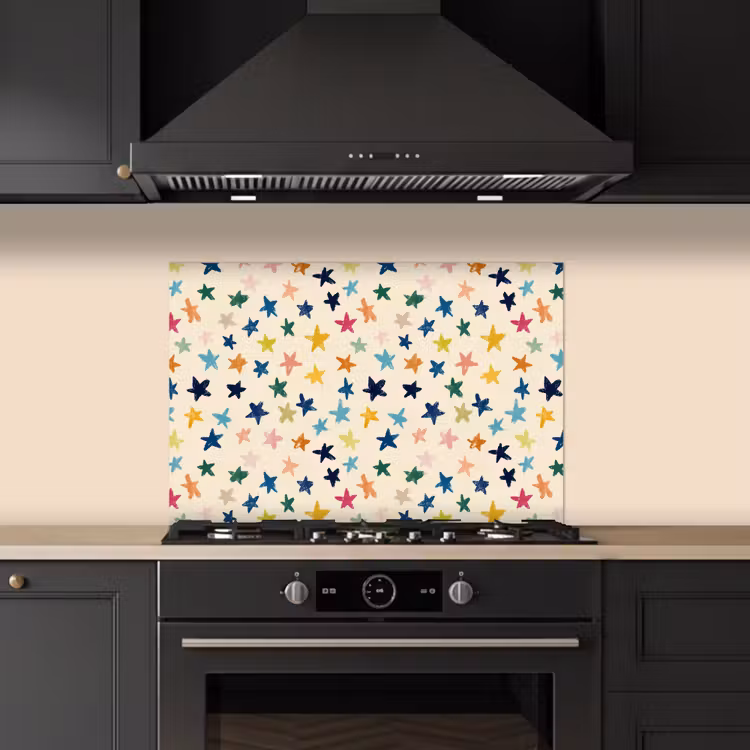 Spatscherm keuken - Patroon - Sterren - Kleurrijk — 5