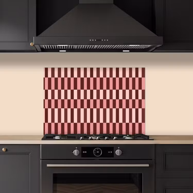 Spatscherm keuken - Roze - Rood - Blokjes — 5