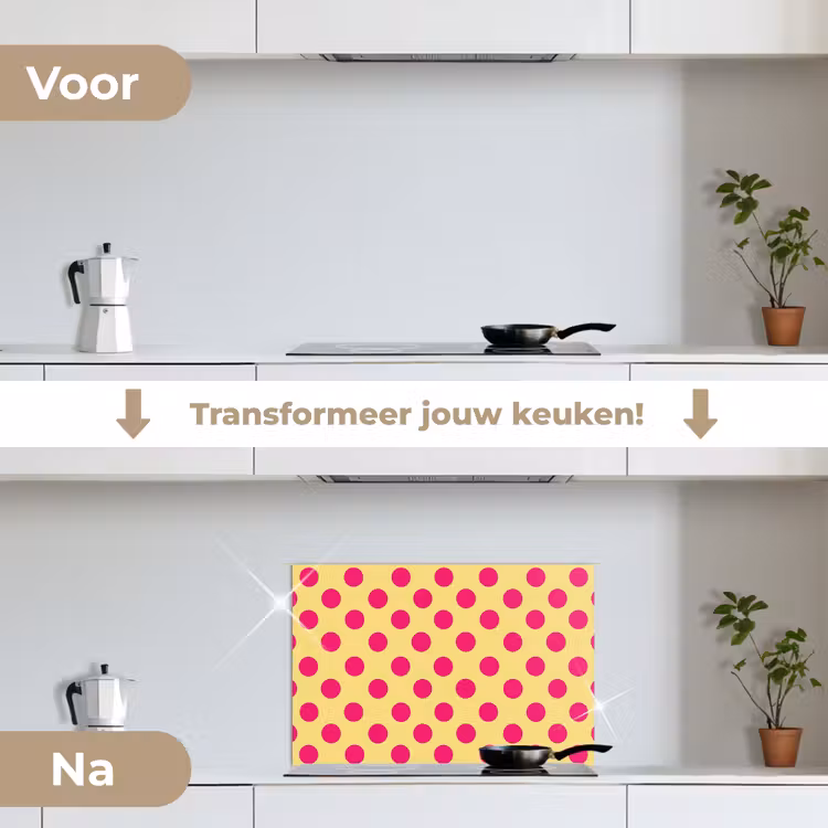 Spatscherm keuken - Roze - Stippen - Geel — 7