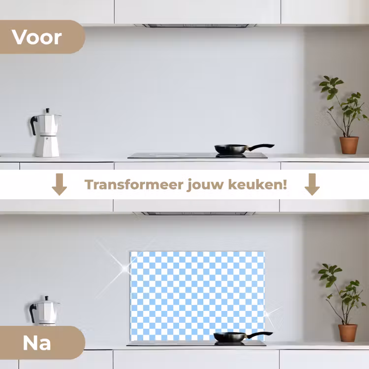 Spatscherm keuken - Schaakbord - Klassiek - Blauw — 7