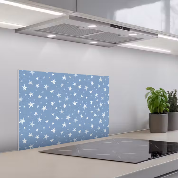 Spatscherm keuken - Sterretjes - Patroon - Blauw — 1