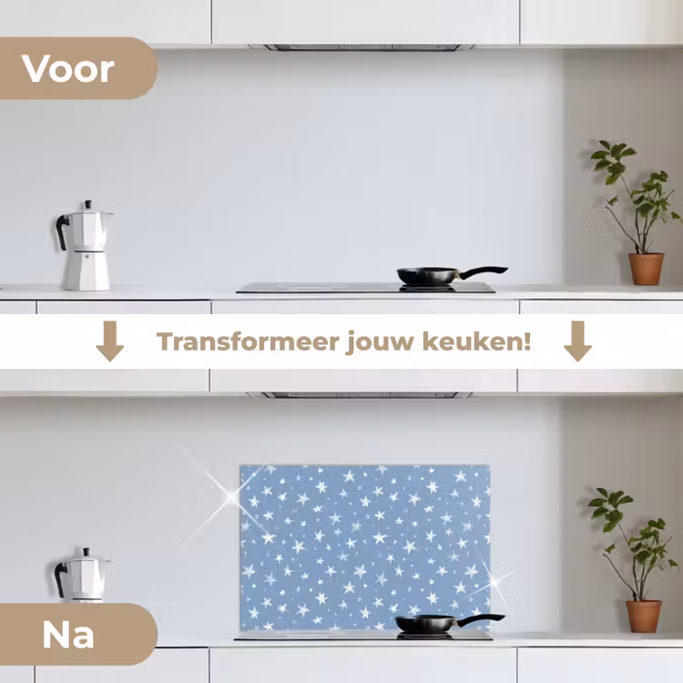 Spatscherm keuken - Sterretjes - Patroon - Blauw — 7