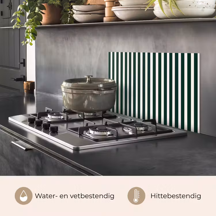 Spatscherm keuken - Strepen - Klassiek - Groen — 2