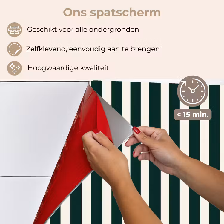 Spatscherm keuken - Strepen - Klassiek - Groen — 4