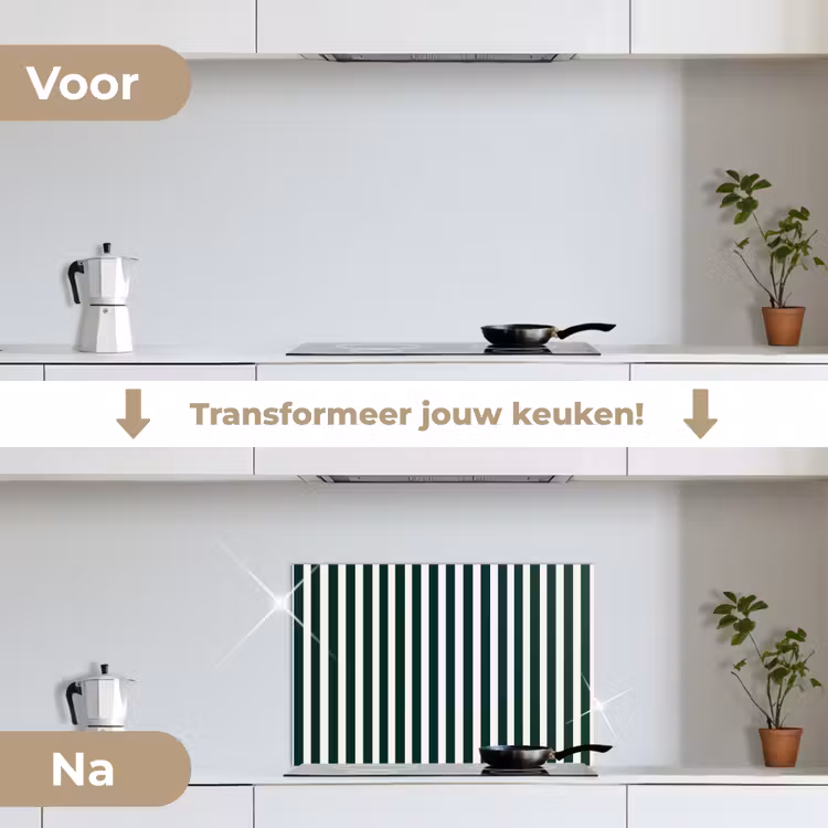 Spatscherm keuken - Strepen - Klassiek - Groen — 7