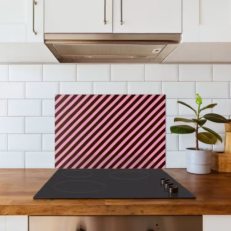 Spatscherm keuken - Strepen - Roze - Bruin — 3